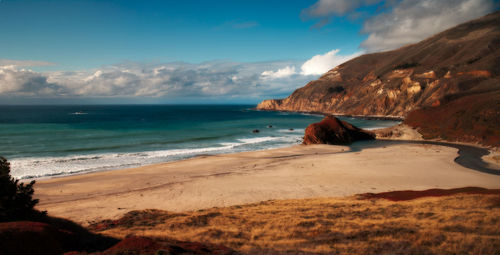 Scenic view of beach against sky