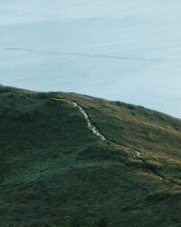 Scenic view of landscape and sea against sky