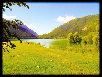 Scenic view of lake against sky