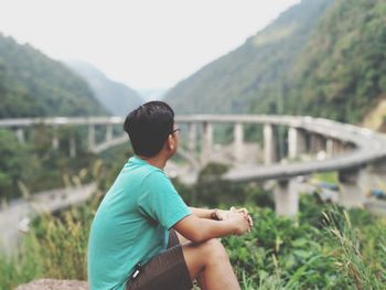 Man looking at view