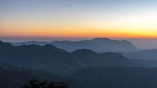 Landscape nature beautiful sunrise on top of thailand mountain