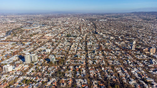 High angle view of cityscape against sky