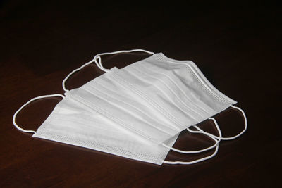 High angle view of paper on table