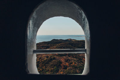 Scenic view of sea seen through window