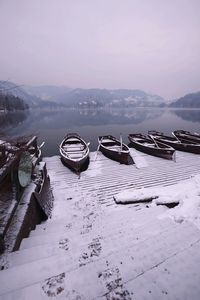 Scenic view of lake against sky during winter