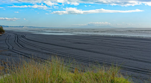 Scenic view of beach against sky