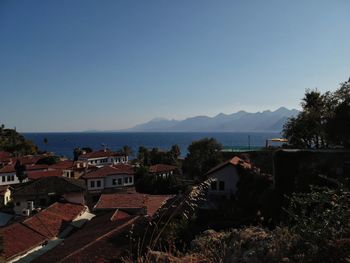 High angle view of townscape against sky