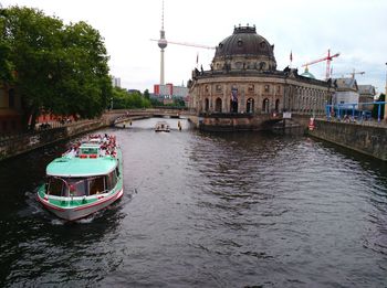 View of boats in river