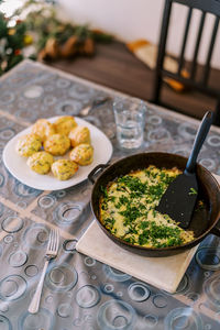 Close-up of food on table