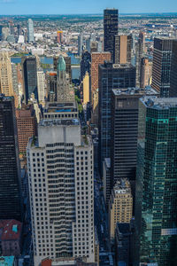 High angle view of buildings in city