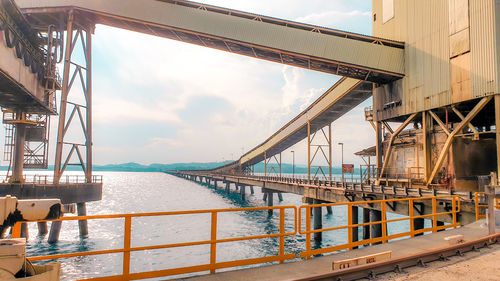 Bridge over sea against sky