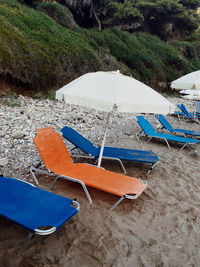Lounge chairs on beach