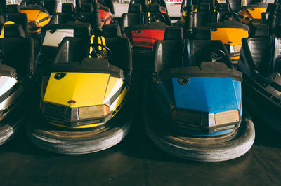 Empty bumper cars at amusement park