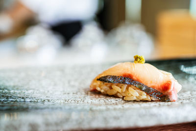 Close-up of sushi on table