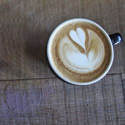 Directly above shot of cappuccino on table