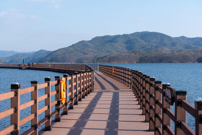 Andong sunseong susang waterway floating trail. famous floating waterway built on andong south korea