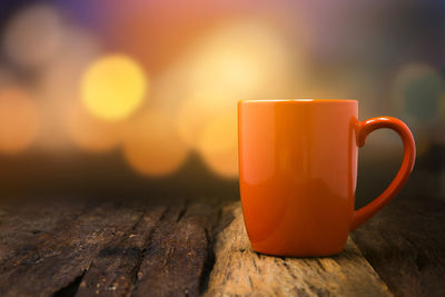 Close-up of coffee cup on table