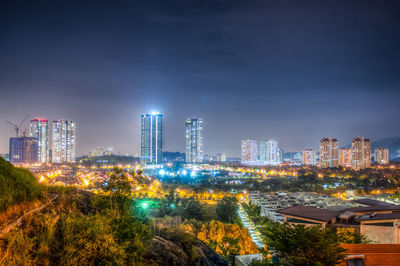 Illuminated city at night