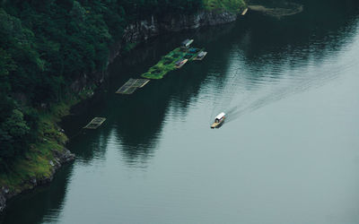 High angle view of boat in river