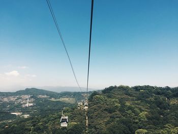 Overhead cable car on landscape