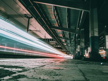 Light trails at railroad station