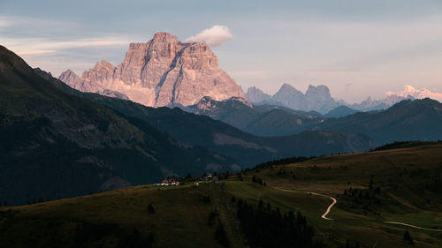 Monte pelmo view during sunset - val badia - alto adige sudtirol