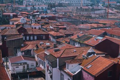 High angle view of buildings in city