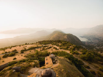 Scenic view of mountains against clear sky