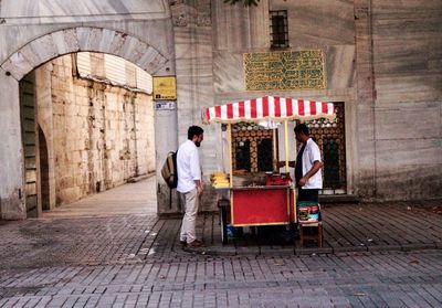 Close-up of a man selling food in constantinople 