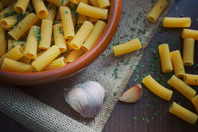 High angle view of vegetables on table