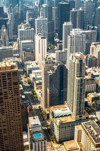 High angle view of buildings in city