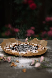 Close-up of cake on table