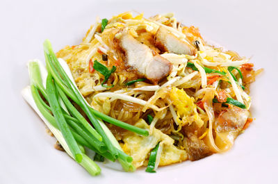 High angle view of food in plate