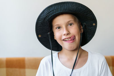 Portrait of smiling boy wearing hat