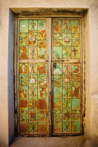 Closed door of old building