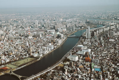 High angle view of cityscape