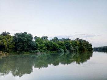 Scenic view of lake against clear sky