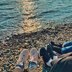 Low section of people on beach