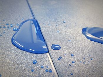 High angle view of water on table