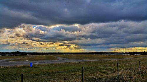 Scenic view of landscape against cloudy sky