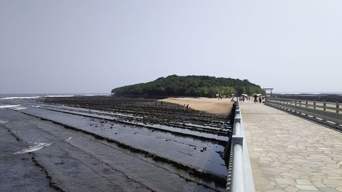 Scenic view of calm sea against clear sky