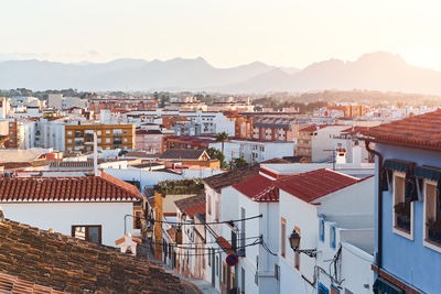 High angle view of townscape against sky