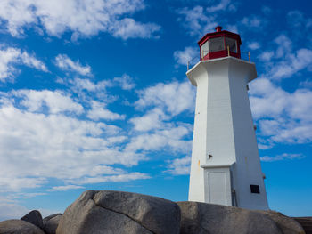 Low angle view of lighthouse against sky