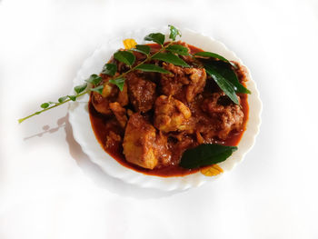 High angle view of food in plate