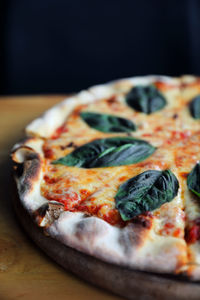 Close-up of pizza on table