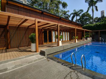 Swimming pool by building