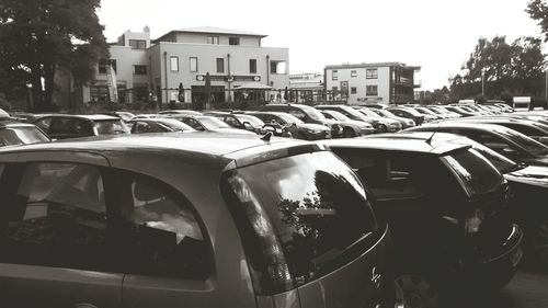 Cars parked in front of building