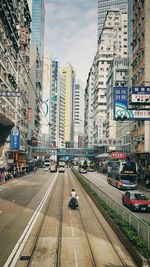 View of city street and buildings