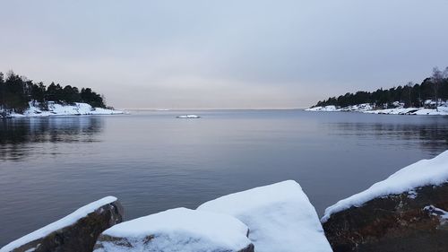 Scenic view of frozen lake against sky