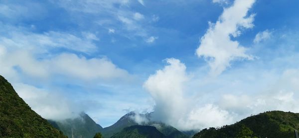 Low angle view of mountains against sky